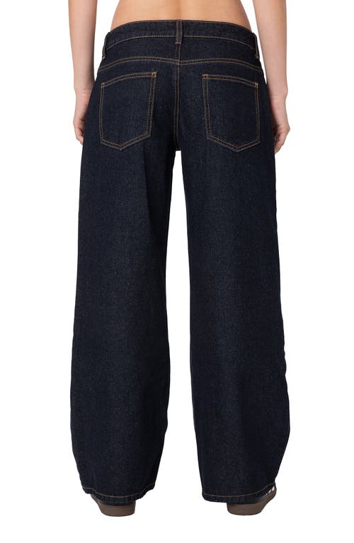 Shop Edikted Raelynn Washed Wide Leg Jeans In Indigo-blue-raw-wash