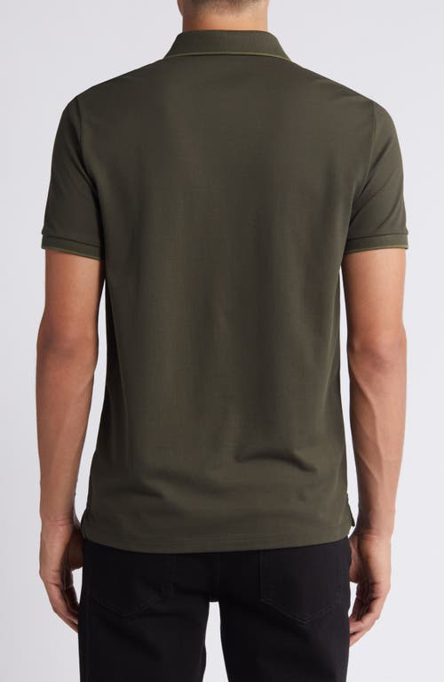 Shop Robert Barakett Hunter Tipped Solid Polo In Olive