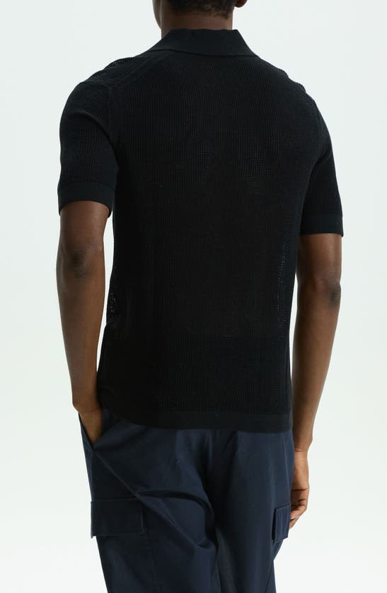 Shop Theory Cairn Johnny Collar Mesh Polo In Black
