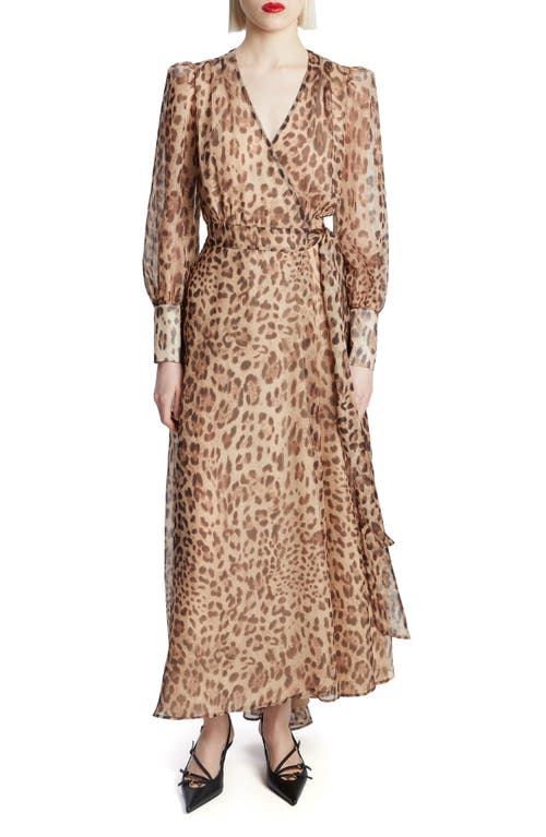 Bardot Lucianna Leopard Print Long Sleeve Wrap Dress In B Leopard