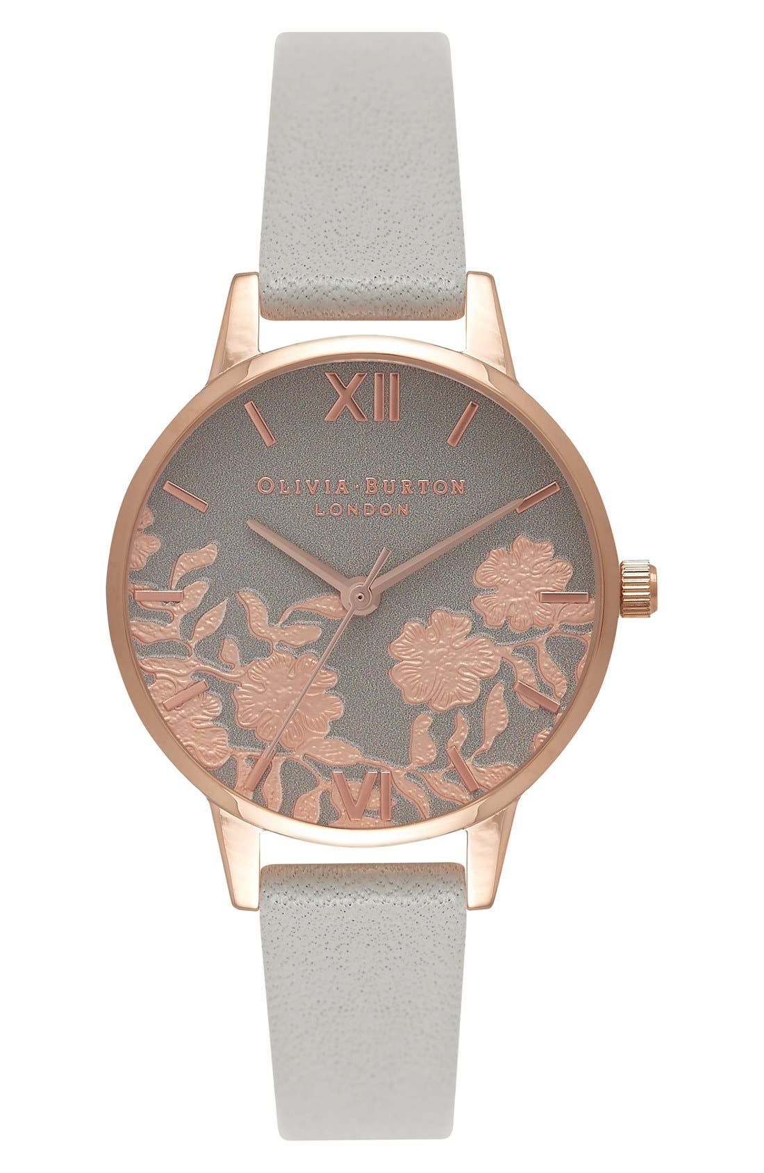 Olivia Burton Lace Detail Leather Strap Watch, 30mm Nordstrom