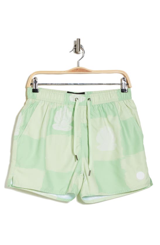 Shop Native Youth Pearl Print Recycled Polyester Swim Trunks In Green