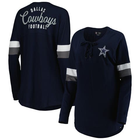 Women's Navy Dallas Cowboys Practice Glitter Long Sleeve T-Shirt