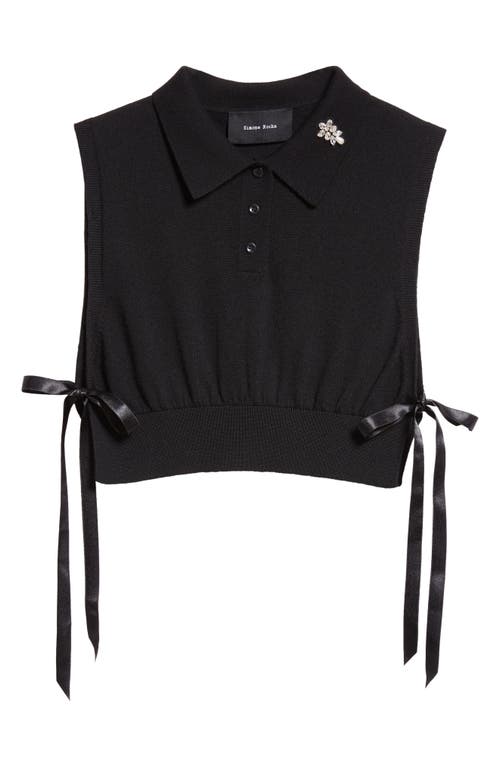 Shop Simone Rocha Crystal Embellished Merino Wool Bib In Black/pearl/clear