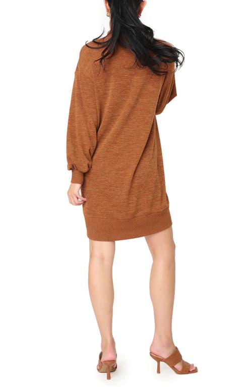 Shop Gibsonlook Long Sleeve Sweater Dress In Saddle Brown