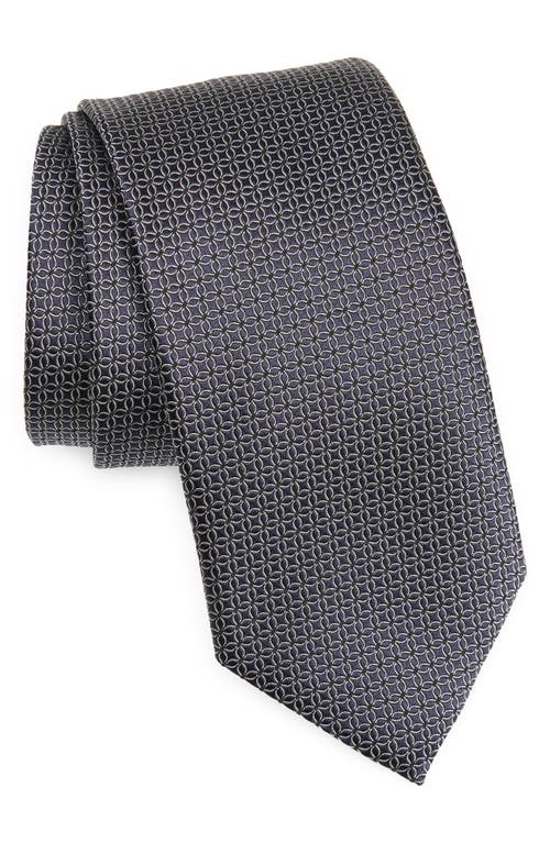 Cento Fili Dark Blue Silk Jacquard Tie in Navy