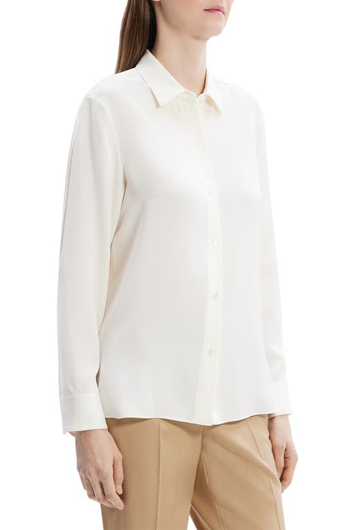 Shop Theory Button-up Silk Shirt With Necktie In Ivory