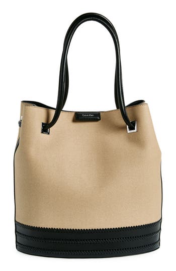 Calvin Klein Ash Magnetic Snap Tote Bag In Brown