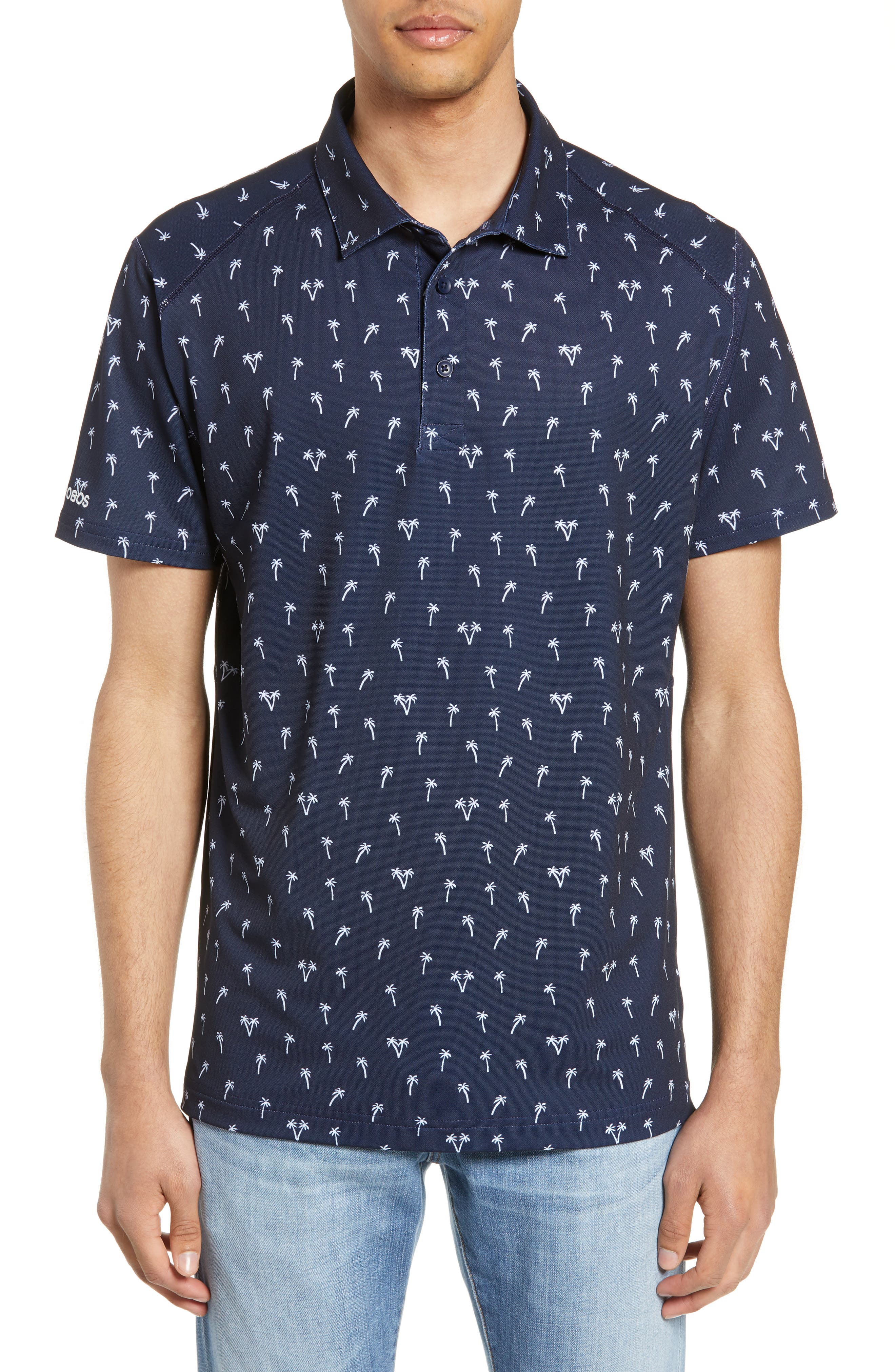 Bonobos M-Flex Flatiron Slim Fit Palm Print Polo, Blue