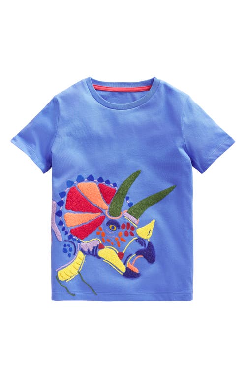 Mini Boden Kids' Dinosaur Bouclé Cotton T-Shirt Surf Blue Dino at Nordstrom,