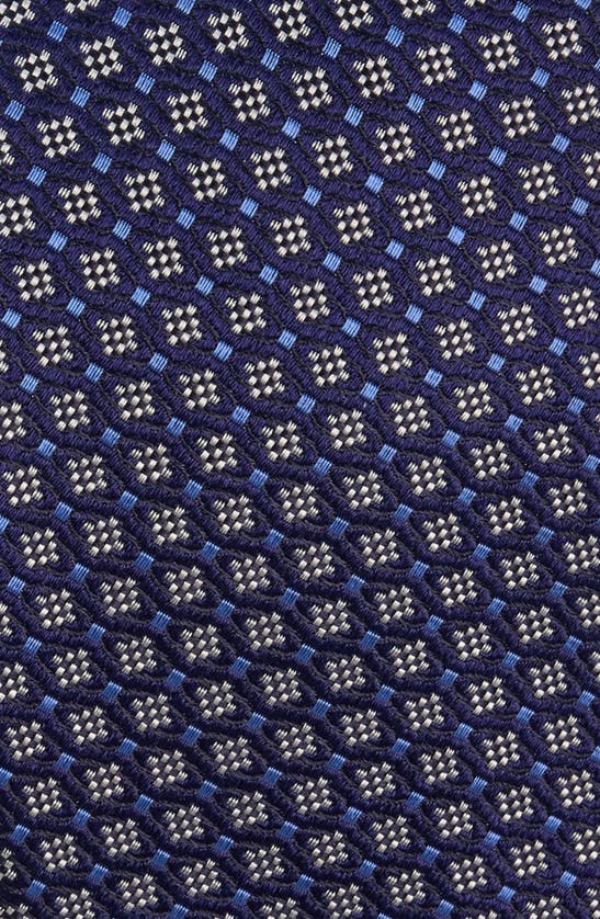 Shop Canali Neat Silk Tie In Navy