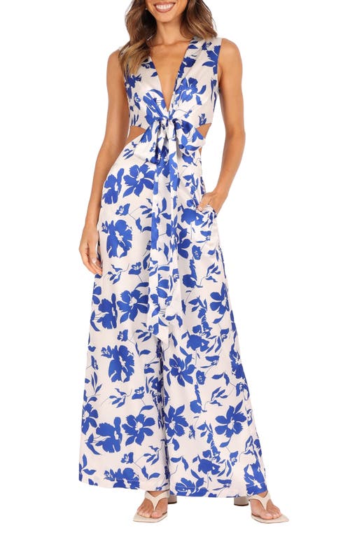 Petal & Pup Lulu Floral Print Wide Leg Jumpsuit Blue at Nordstrom,