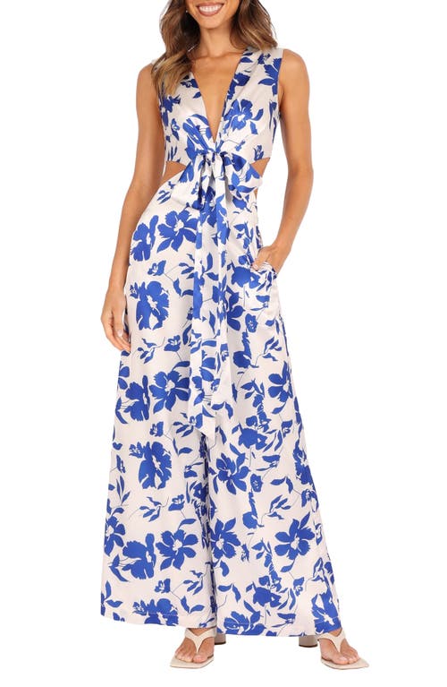 Petal And Pup Petal & Pup Lulu Floral Print Wide Leg Jumpsuit In Blue