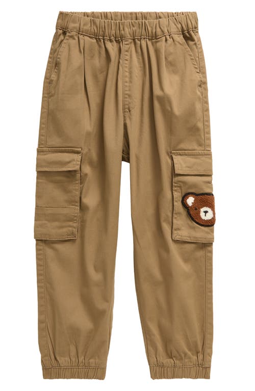 Shop Next Kids' Bear Appliqué Stretch Twill Cargo Joggers In Brown