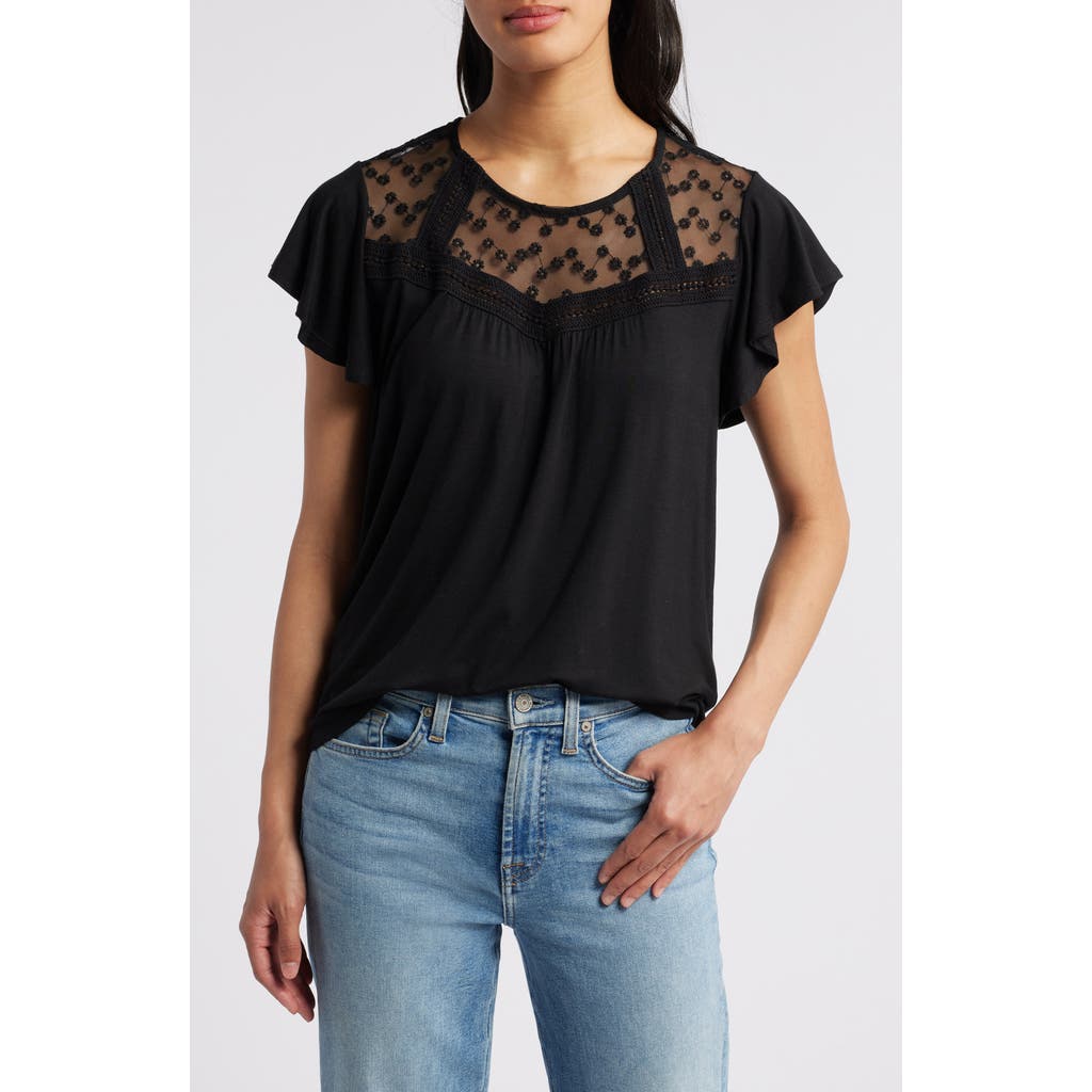 Loveappella Yoke Swing Top In Black