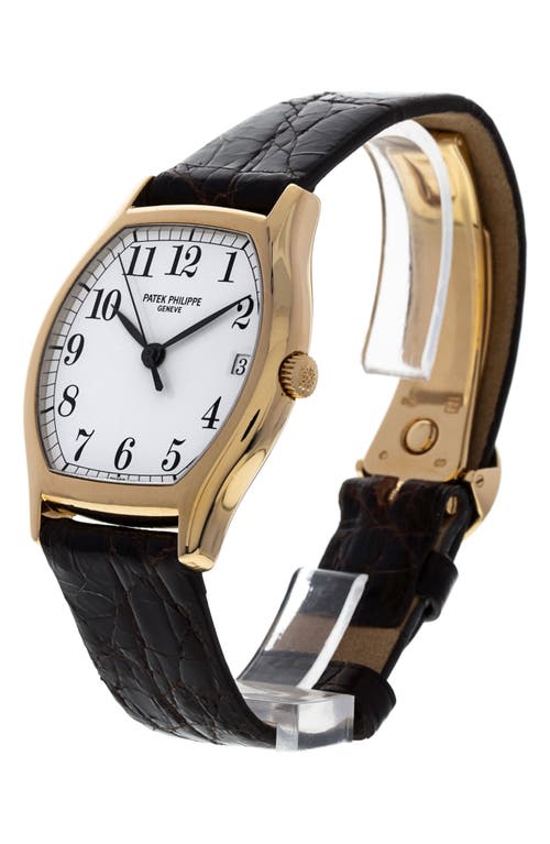 Shop Watchfinder & Co. Patek Philippe  Gondolo Automatic Leather Strap Watch, 34mm In Black/gold