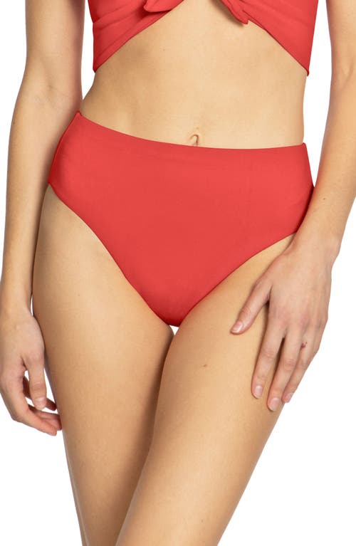 Robin Piccone Ava High Waist Bikini Bottoms In Red