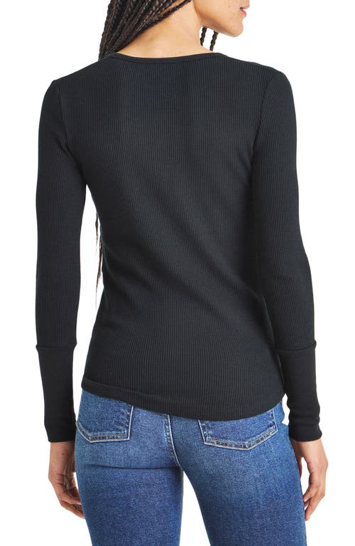 Shop Splendid Forever Thermal Knit Henley In Black