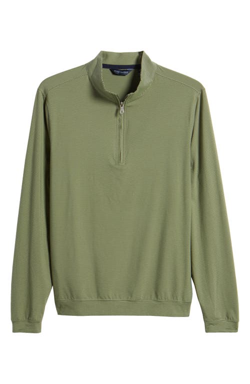 Scott Barber Microstripe Knit Quarter Zip Pullover In Sage