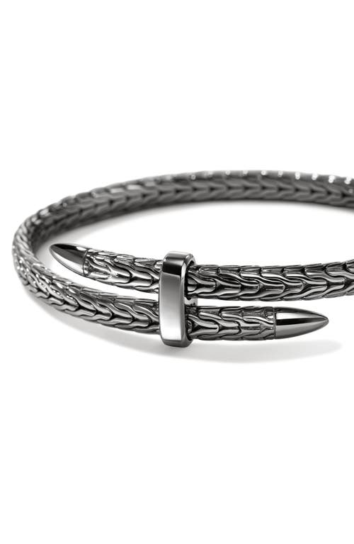 Shop John Hardy Spear Silver Flex Cuff Bracelet In Black Rhodium