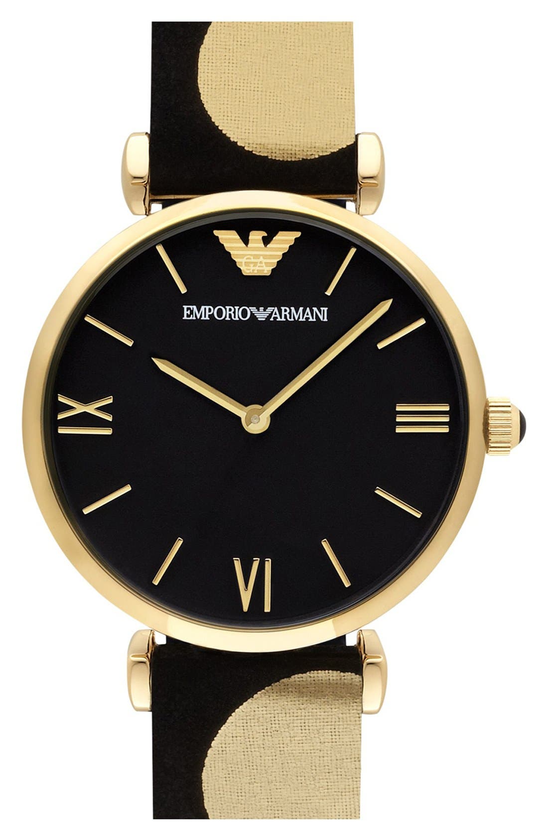 emporio armani leather strap watch