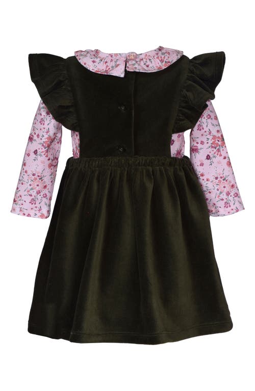 Shop Iris & Ivy Floral Long Sleeve Bodysuit & Embroidered Corduroy Jumper Set In Green