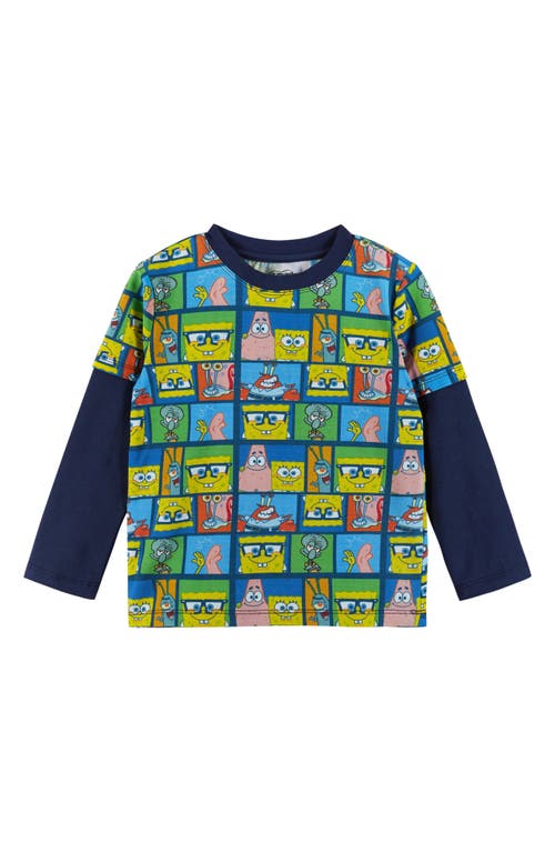 Shop Andy & Evan Kids' Spongebob Squarepants™ Sublimation Layered Graphic T-shirt In Navy