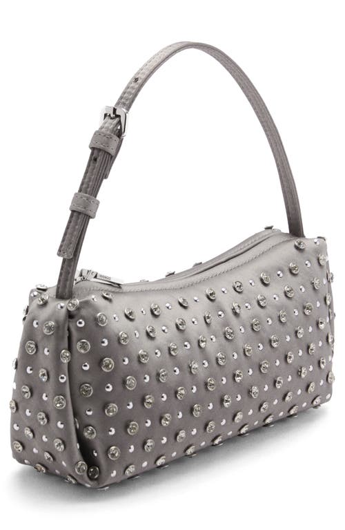 Shop Mango Beaded Shoulder Bag In Light/pastel Grey