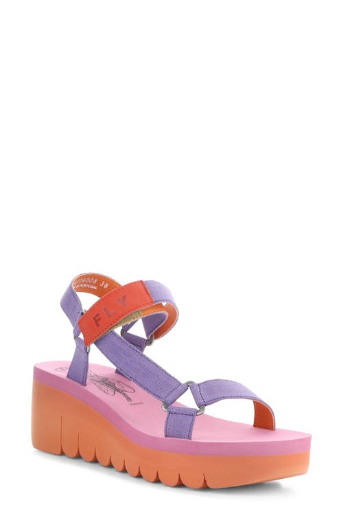 Yefa Wedge Sandal in 008 Violet/Orange Grograin