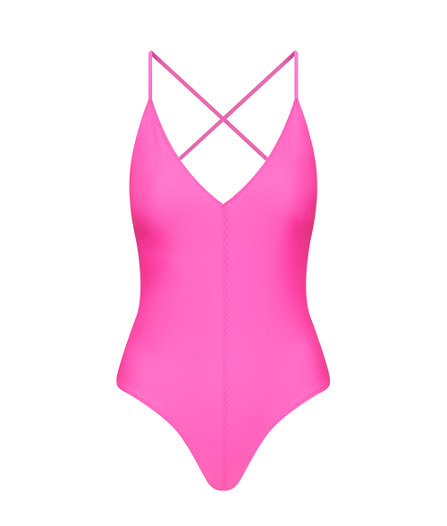 Shop Ansea The Reversible Tie Back One Piece In Pink/navy