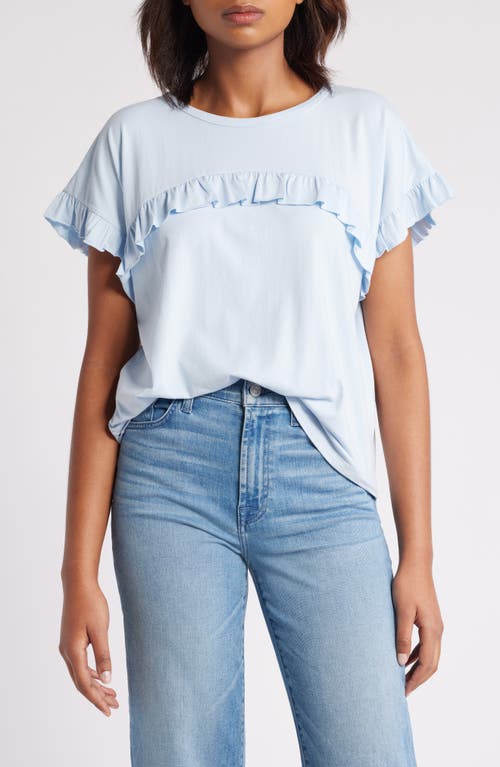 Shop Caslonr Caslon(r) Ruffle Trim Top In Blue Skyway