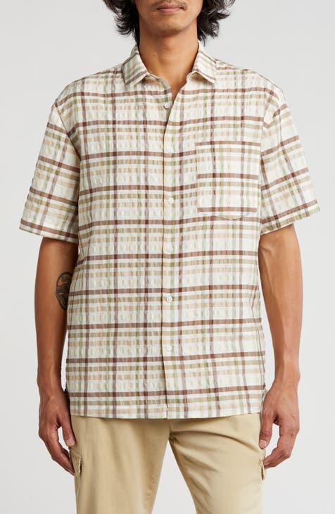 Textured Check Short Sleeve Button-Up Shirt