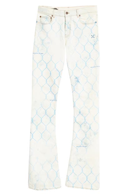 OFF-WHITE FENCE PRINT SKINNY FLARE JEANS,OMYA059S20H410307131