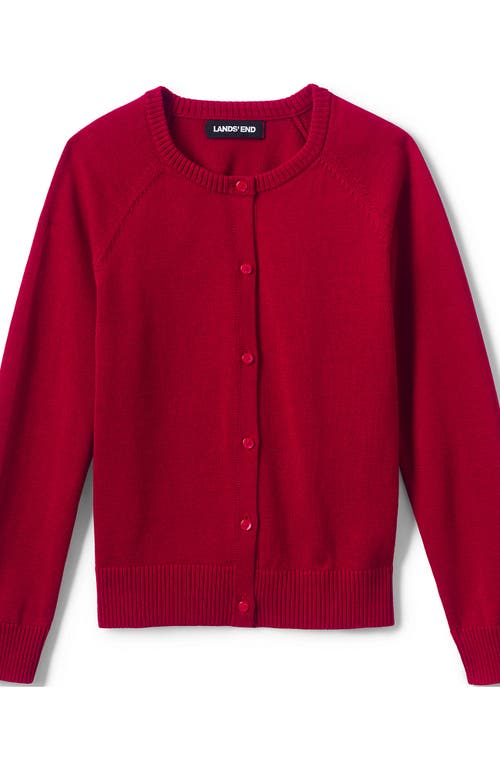 Shop Lands' End School Uniform Girls Cotton Modal Cardigan Sweater In Red