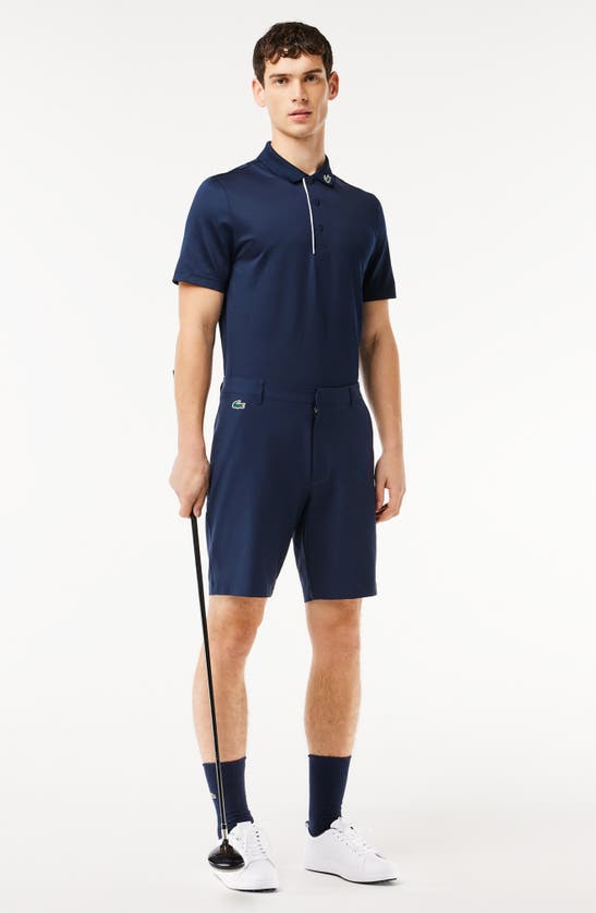 Shop Lacoste Regular Fit Performance Golf Bermuda Shorts In Marine