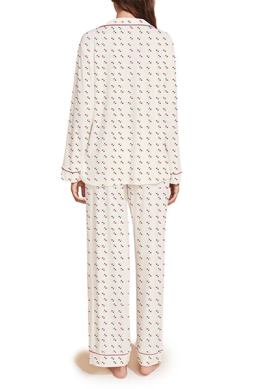 Shop Eberjey Gisele Print Jersey Knit Pajamas In Triple Heart Multi/haute Red