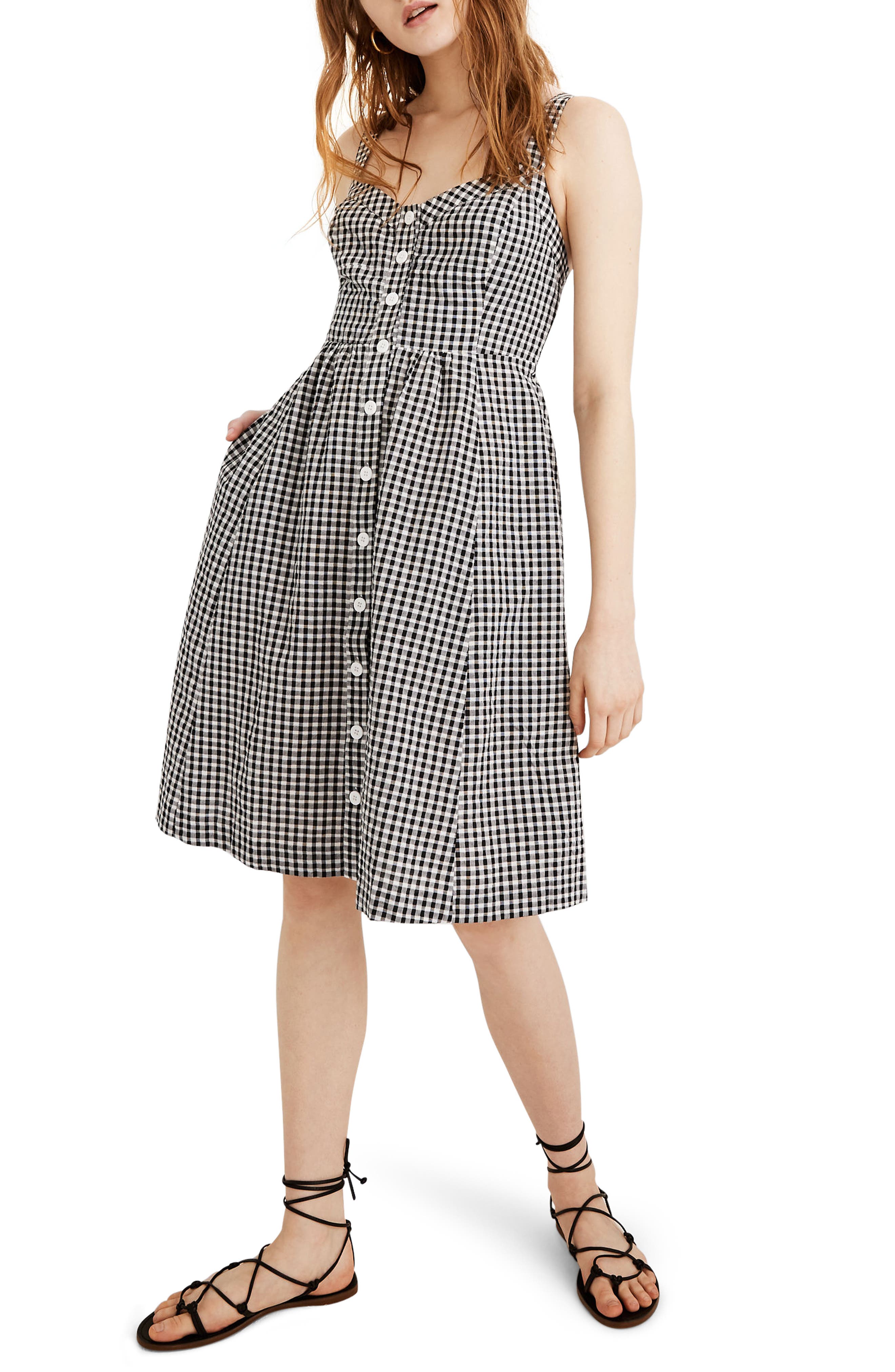 Madewell Gingham Smocked Back Dress Nordstrom