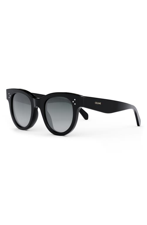 Celine Rectangular Sunglasses In Shiny Black/gradient Smoke