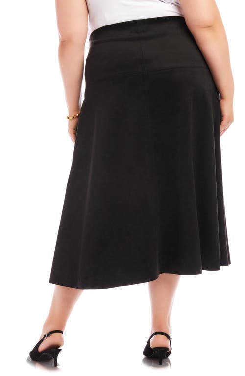 Shop Karen Kane Faux Suede Midi Skirt In Black