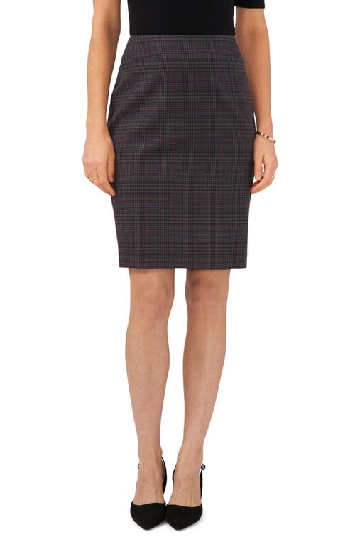 Vince Camuto Plaid Pencil Skirt in Rich Black
