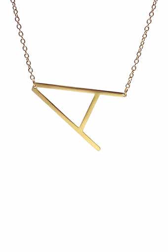 14k Solid Yellow Gold Large Letter Initial V Necklace, Letter V Pendant  20x15, Cable Chain and Lobster Clasp (18) 
