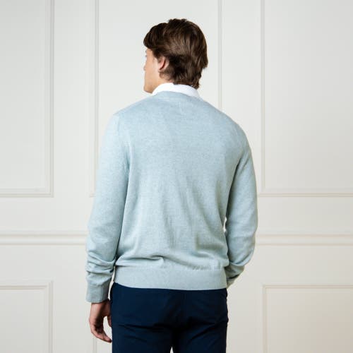 Hope & Henry Organic Fine Gauge V-neck Sweater In Dusty Blue Heather