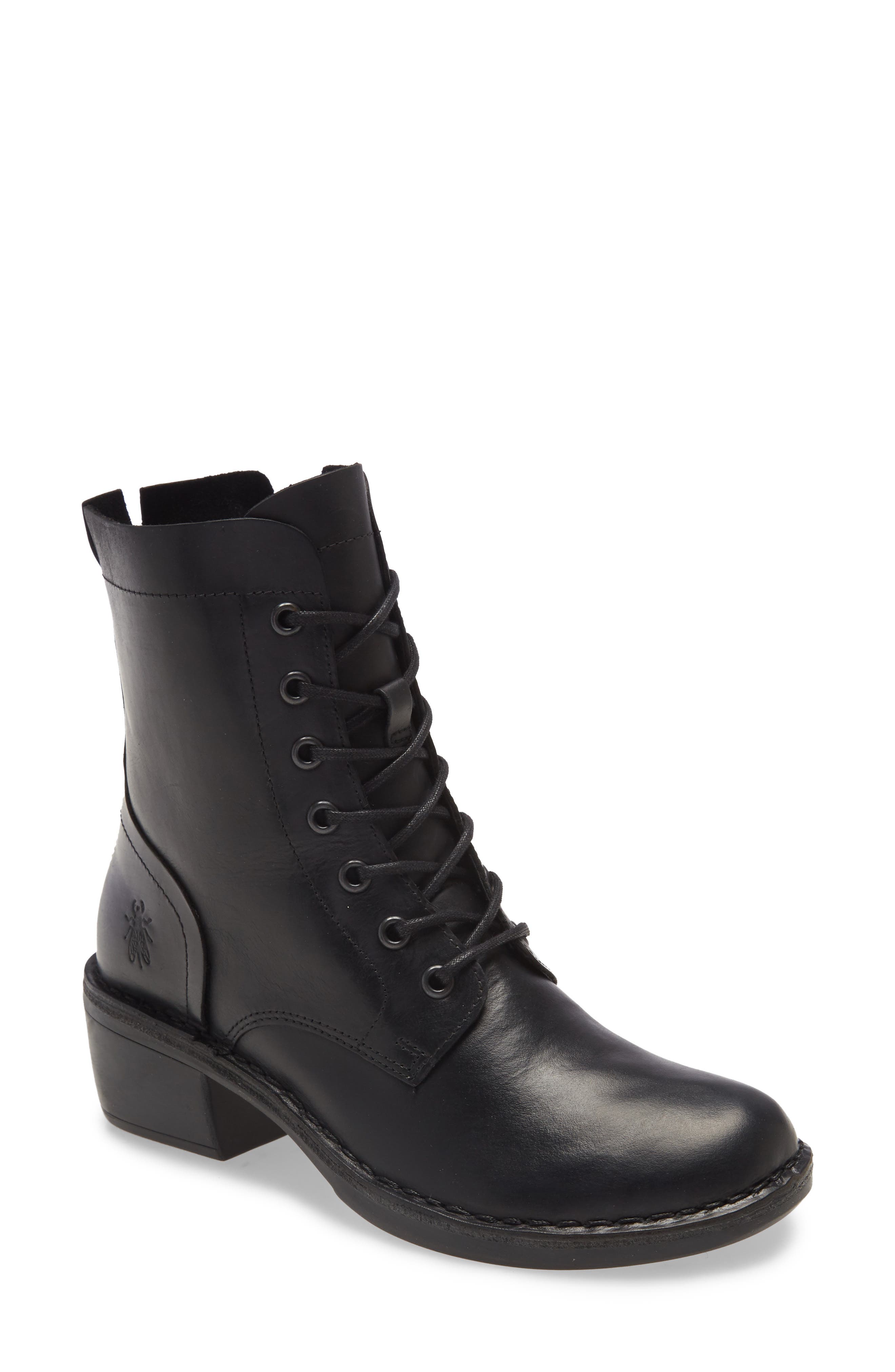 fly london black lace up boots