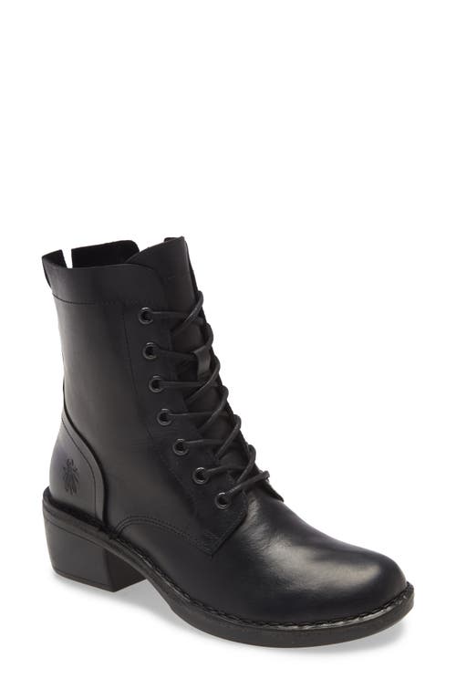 Milu Lace-Up Leather Boot in Black Leather