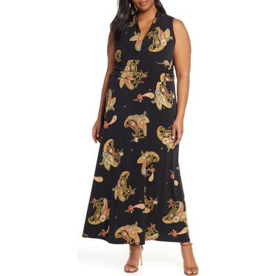 Plus Size Vince Camuto Paisley Spice Maxi Dress, Black