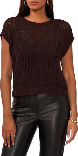 Open Stitch Cotton Crop Sweater Vest