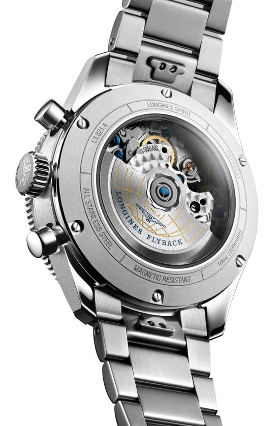 Shop Longines Spirit Flyback Chronograph Bracelet Watch, 42mm In Blue