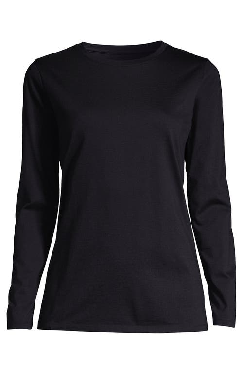 Lands' End Relaxed Supima Cotton Long Sleeve Crew Neck T-shirt In Black
