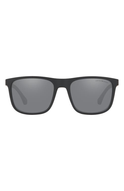 Emporio Armani 56mm Square Sunglasses in Matte Black