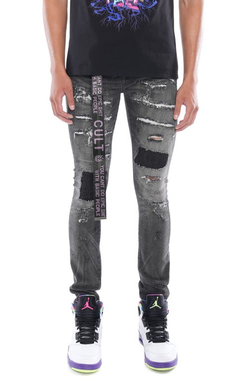 Cult of Individuality Punk Rip & Repair Super Skinny Belted Jeans in Freya